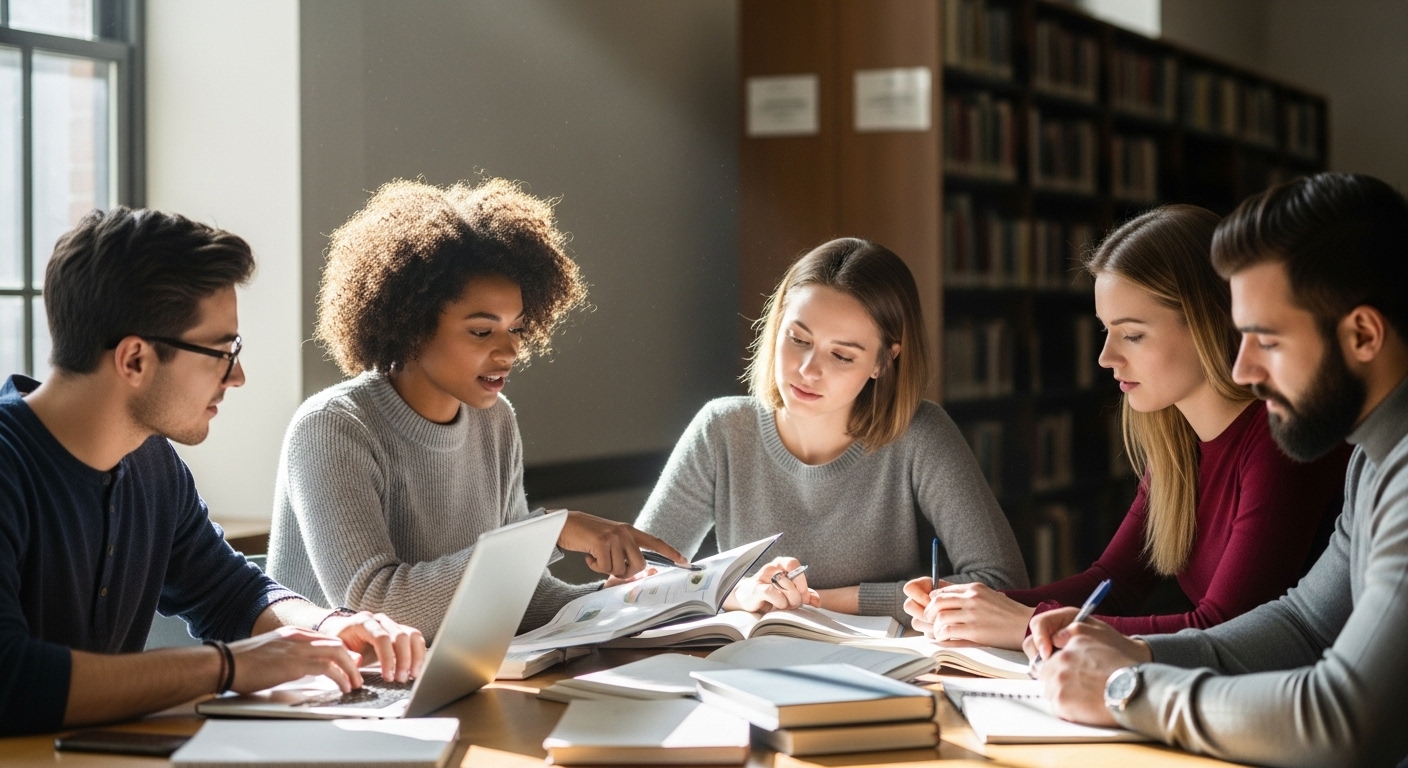 Students studying together